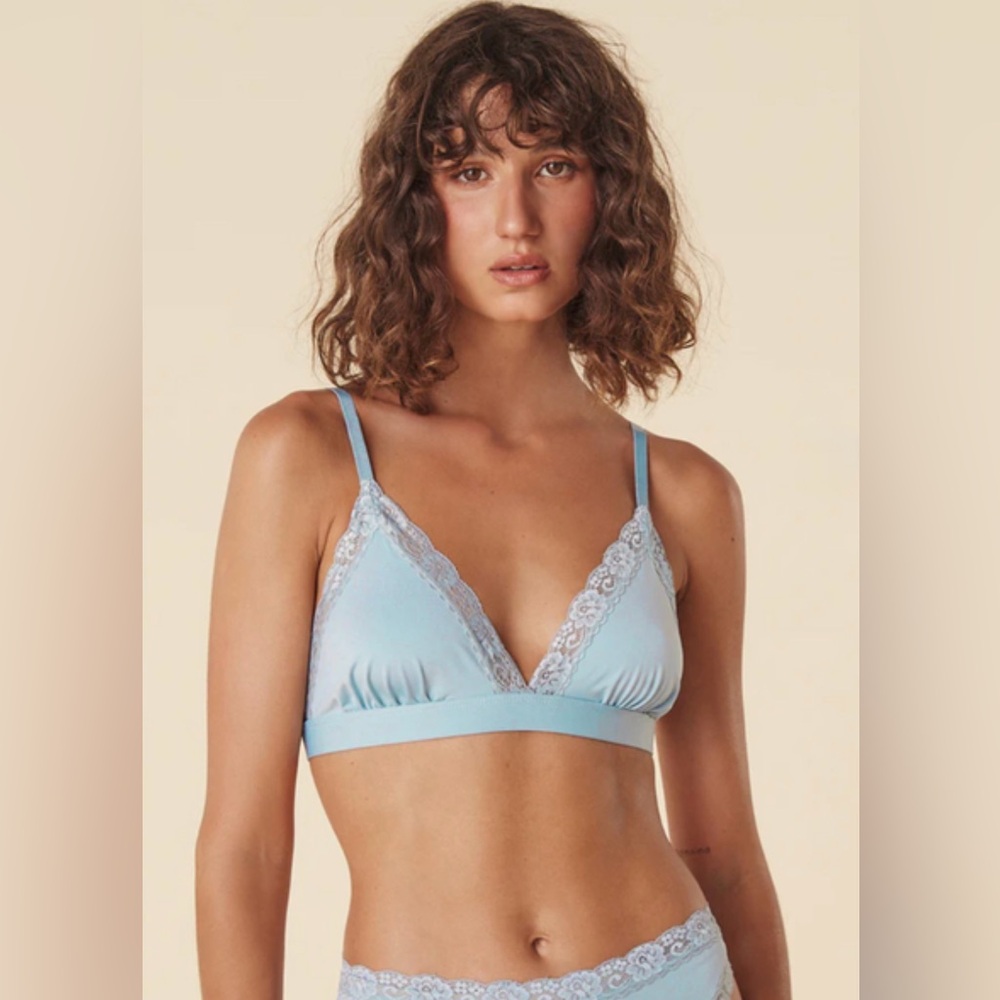 Spell Dove Lace Light Blue Lace Trim Bralette